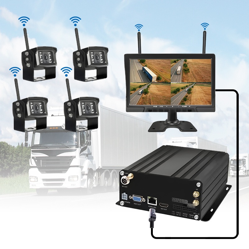 Sistem NVR Mudah Alih HDD Wayarles 10.1 Inci 4CH