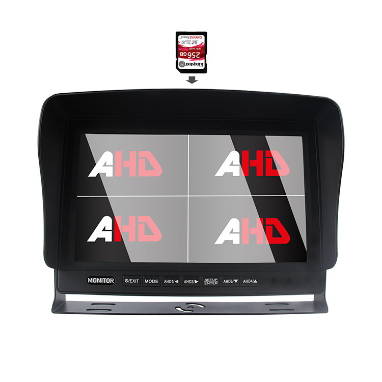 10.1 Inch AHD Quad Split Display SD DVR Vehicle Monitor