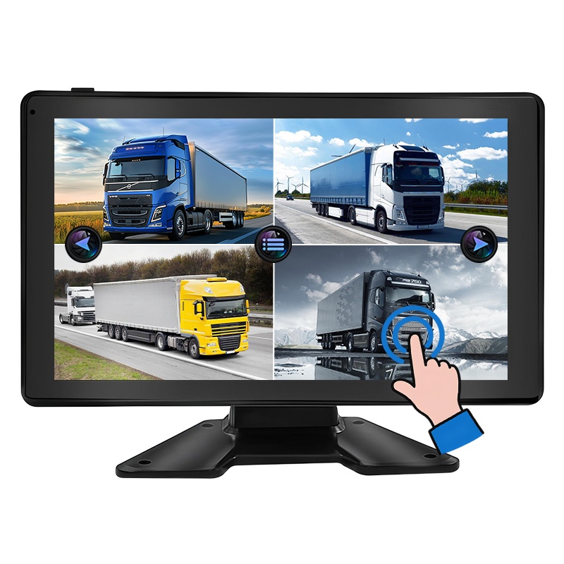 Monitor Rakaman DVR Kenderaan 10.1 Inci Skrin Sentuh Pandangan Empat Pandangan 1080P