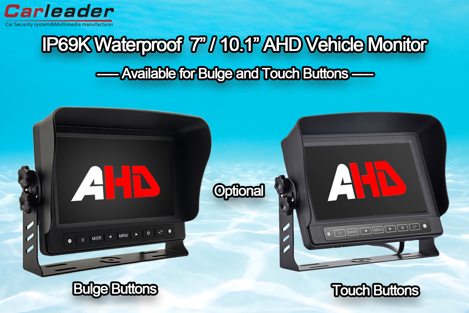 Carleader 7 / 10.1 inci Monitor Pembalikan AHD Kalis Air ---- Perbezaan Antara Butang Bonjolan dan Butang Sentuh
