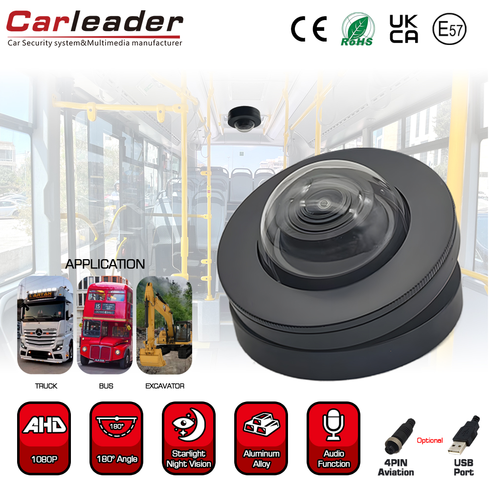 CARLEADER 180 Degree Wide Sudut HD 1080p Kamera Kenderaan Dome untuk Pengawasan Dalam Kenderaan