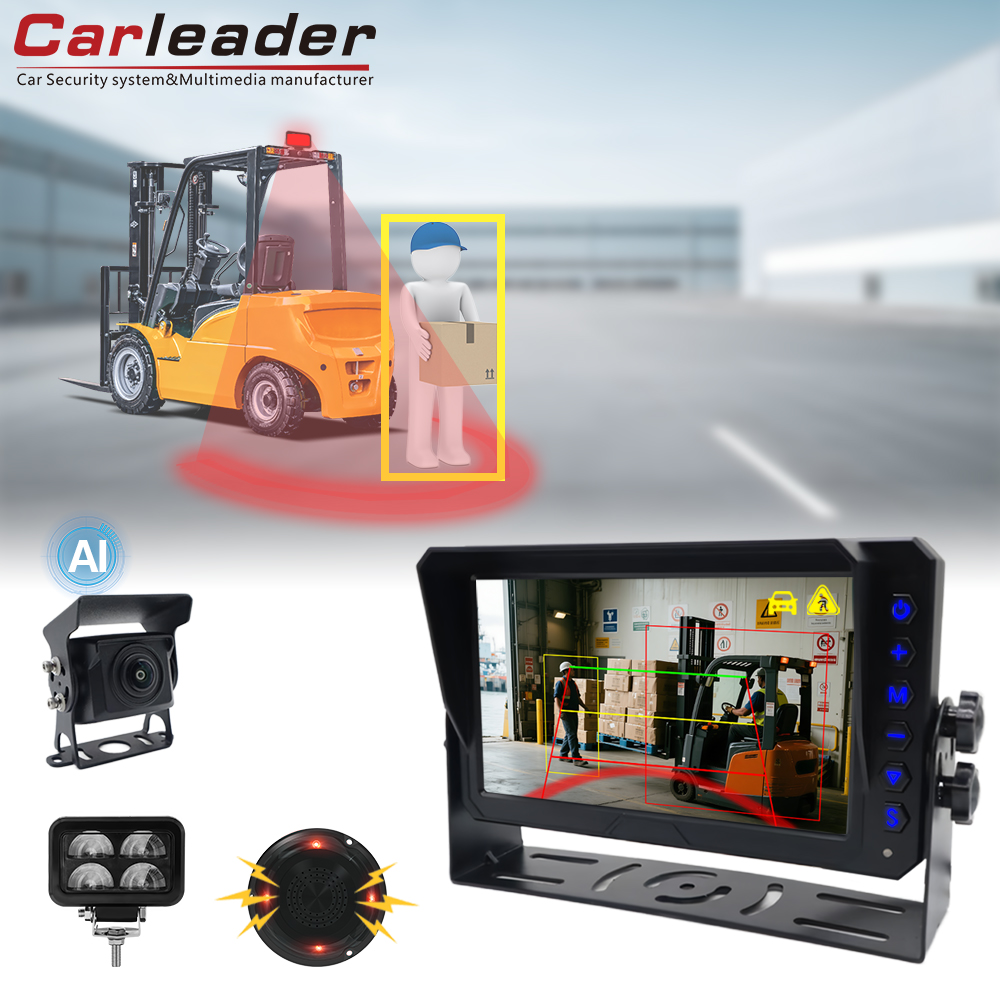 Meningkatkan Keselamatan Operasi Forklift dengan Sistem Pemantauan Pengesanan Carleader AI dengan cahaya amaran U-bentuk untuk Forklift
