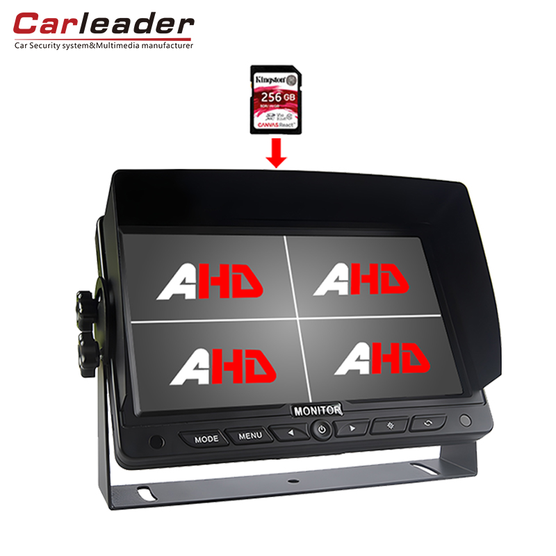 Carleader 7 inci trak onboard hd quad split monitor dengan fungsi rakaman DVR