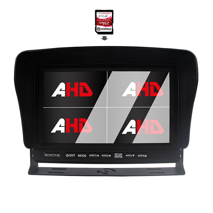 Carleader 9 Inch Quad Display Truck Rakaman Video Monitor AHD