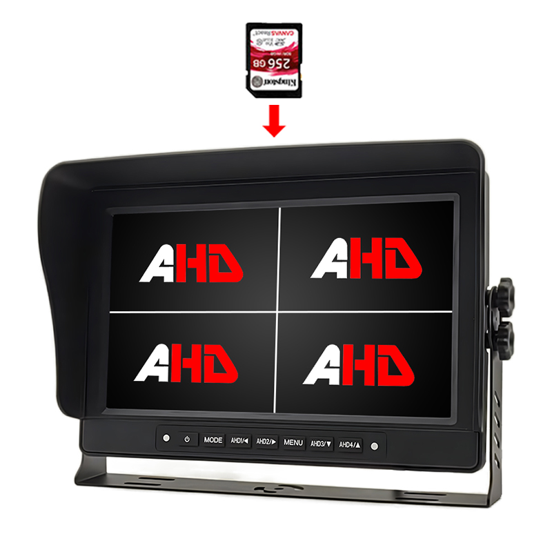 Carleader 10.1 Kalis Air Paparan Empat Pandangan Rakaman Video Monitor AHD