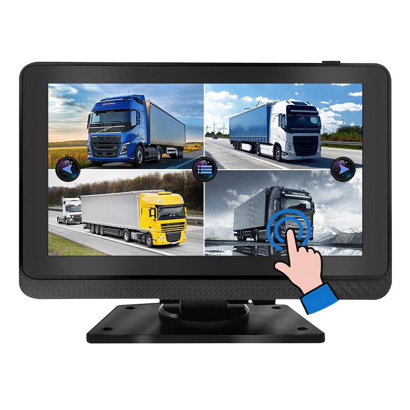Monitor DVR Paparan Empat Kenderaan Skrin Sentuh 7 Inci Dengan Rakaman 1080P